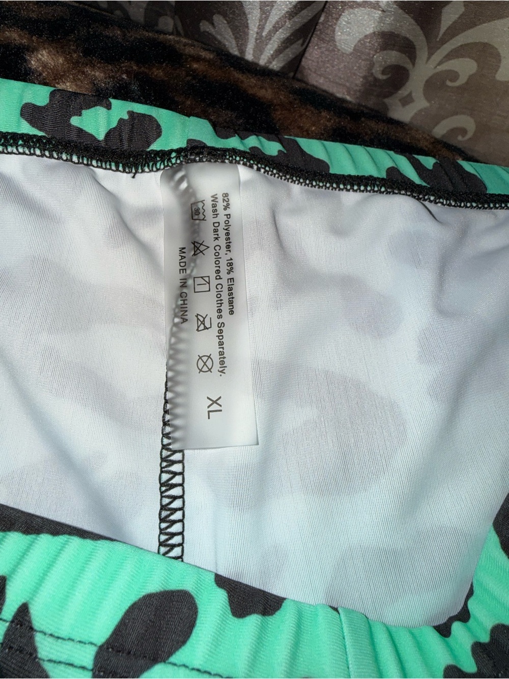 Turquoise & Black Animal Print 2pc Tankini - XL